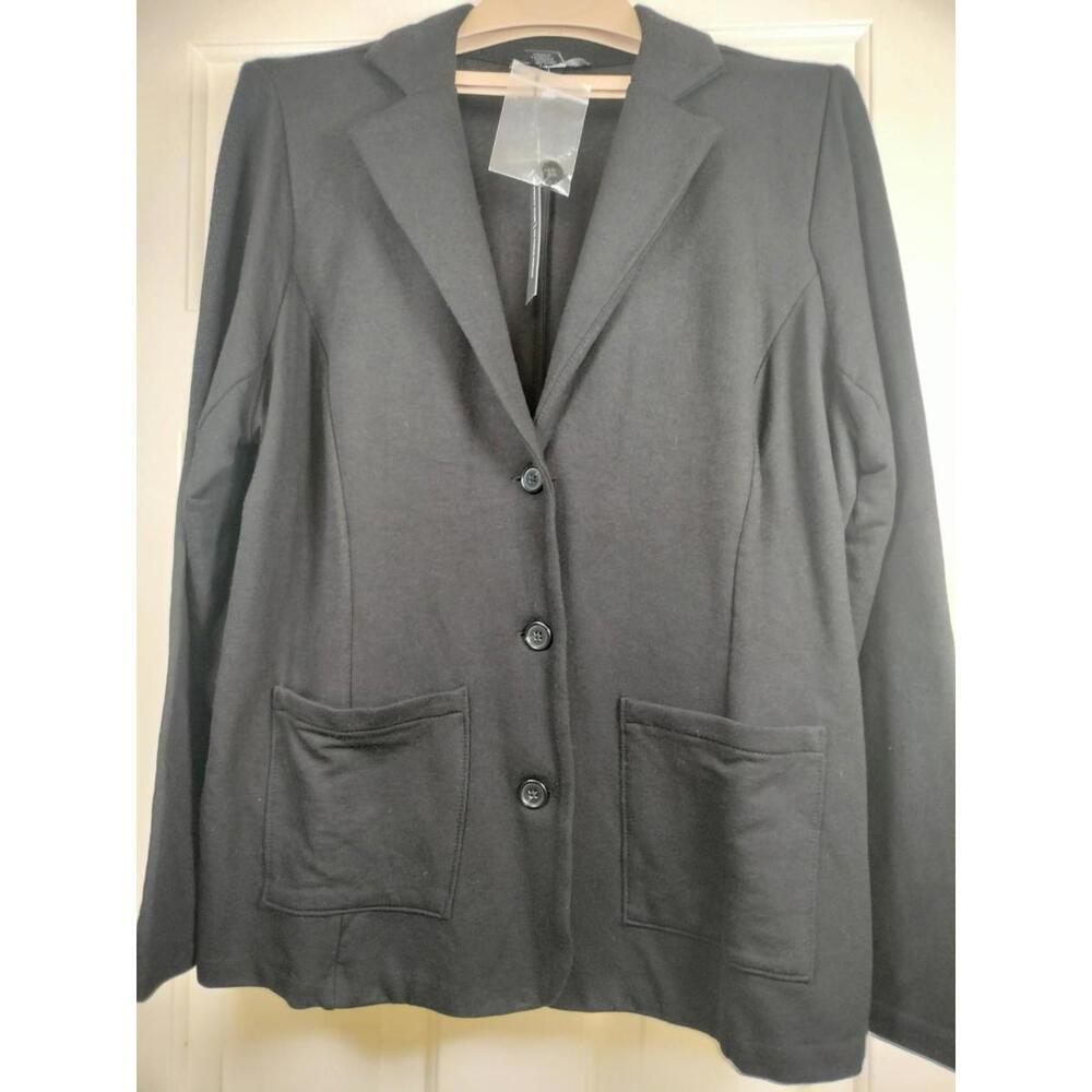 Tahari Women's Plus 1X Black Knit Blazer – 3-Button Soft Stretch Jacket